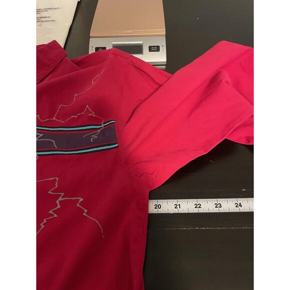 Vintage Wrangler Shirt Womens Medium Red Frontier Series Western Aztec 80s - Picture 5 of 7